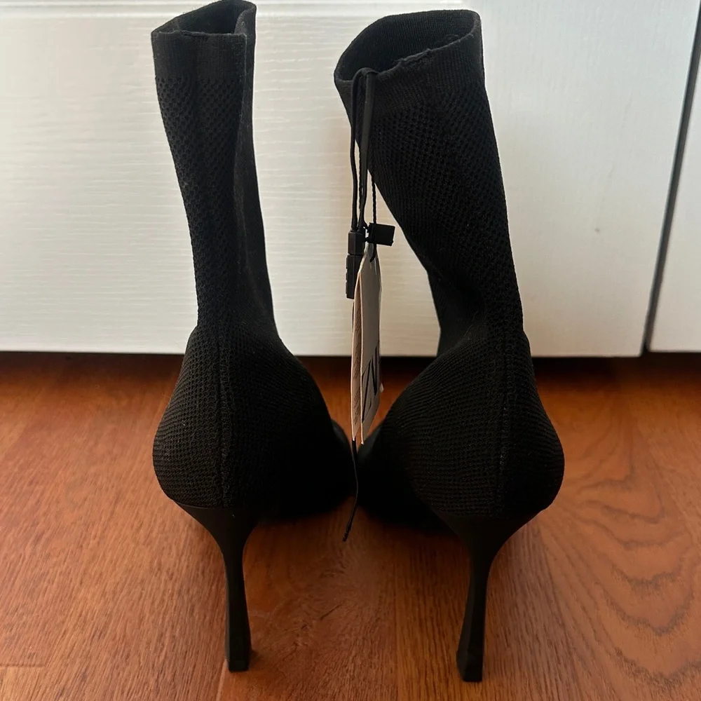 Zara Black Heeled Open Toe Boots - Picture 6 of 6